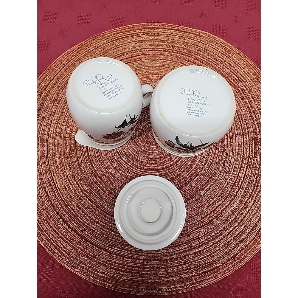 Mikasa Studio Nova Garden Bloom Sugar Bowl & Creamer Flowers & Butterflies Y2K - Picture 5 of 7
